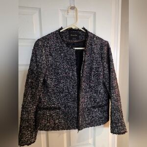 Massimo Dutti Black Fuschia Women's Black Tweed Jacket 10